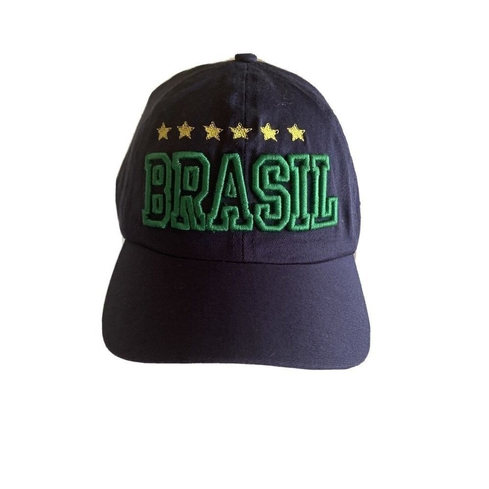 Lojas Renner Baseball Cap Navy Blue Brasil Embroidered Stars Adjustable Hat